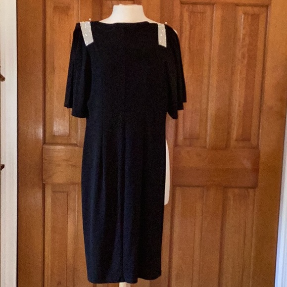 Ladies USA Sz. 8 Black Slip On Dress. Label Frank Lyman Design.  Made In Canada. - Picture 7 of 16